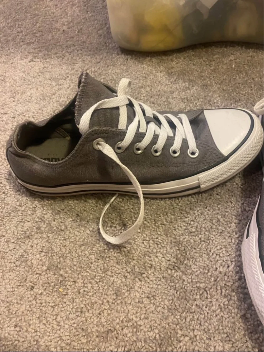 Converse Gray Canvas Low-Top Sneakers with White Toe Caps - Picture 2 of 2